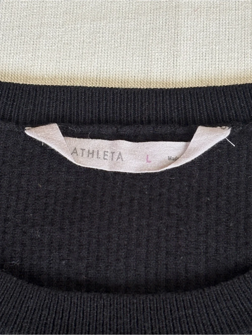 Athleta Merino Wool Blend Black Textured Sweater Women’s Large Crewneck Pullover